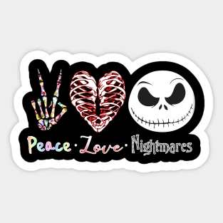 Peace, Love, and Nightmares Sticker